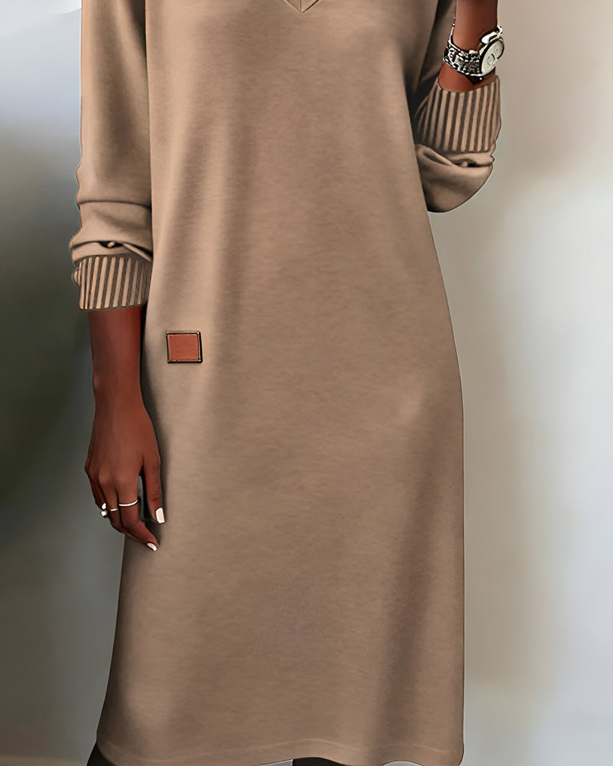 Georgia Women's Long-Sleeve V-Neck Draped Dress product view