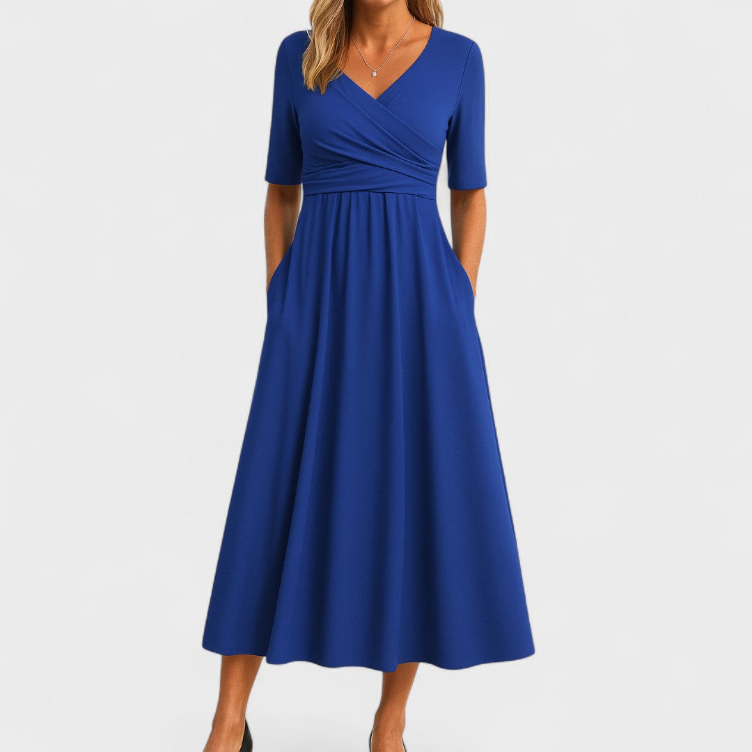 Cordelia Women's Pleated Wrap-Style Midi Dress product view