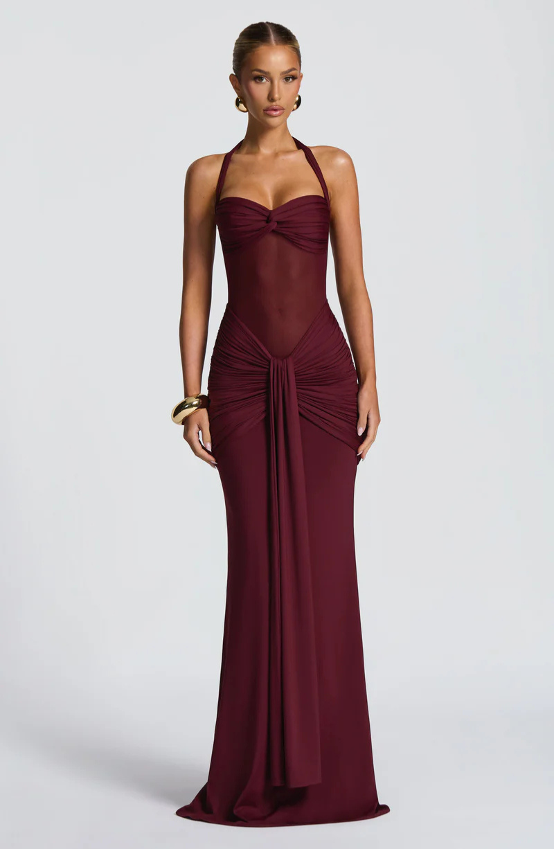 Catalina | Halter Ruched Maxi Dress