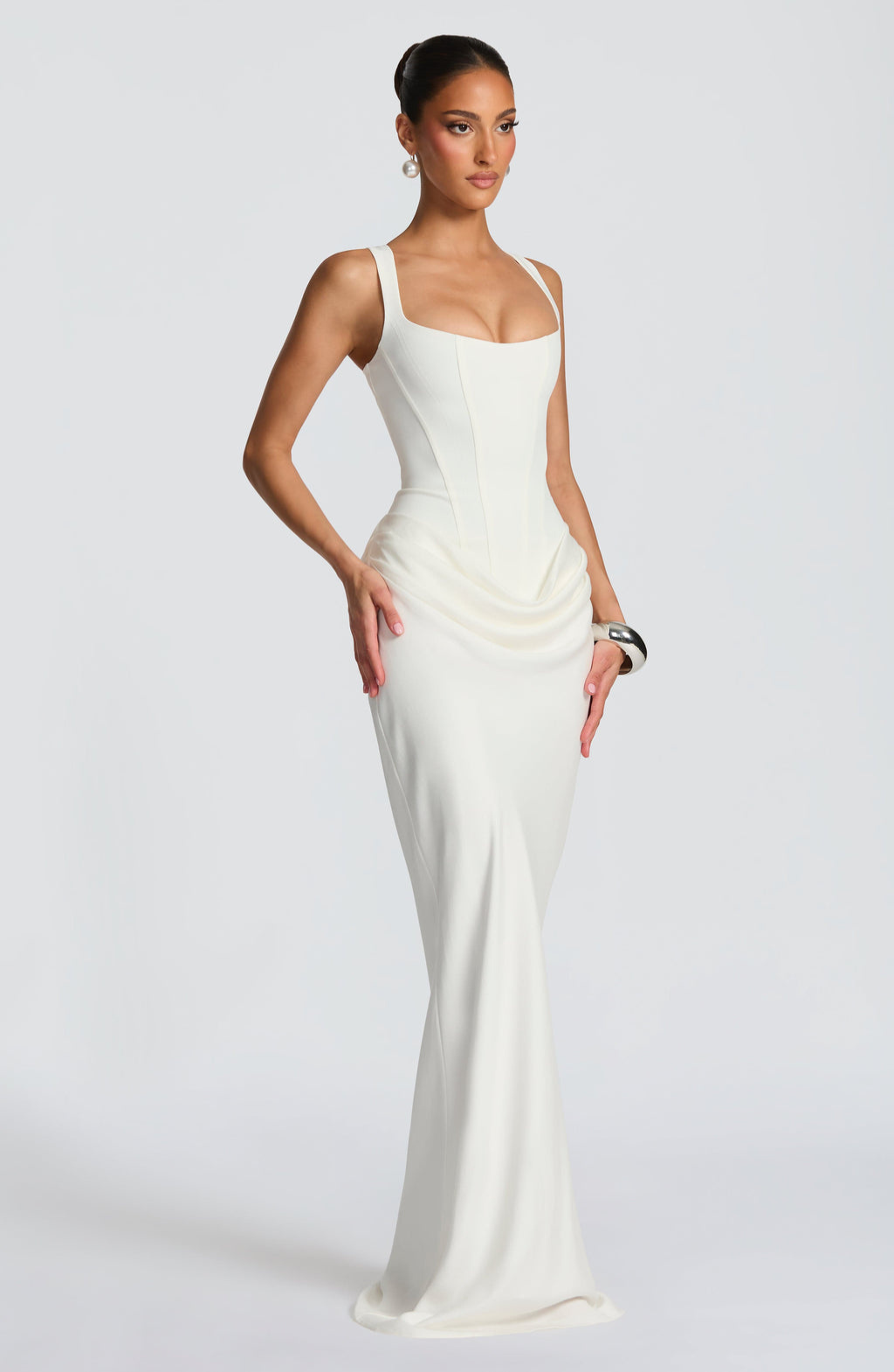 Valencia | Ruched Square Neck Maxi Dress