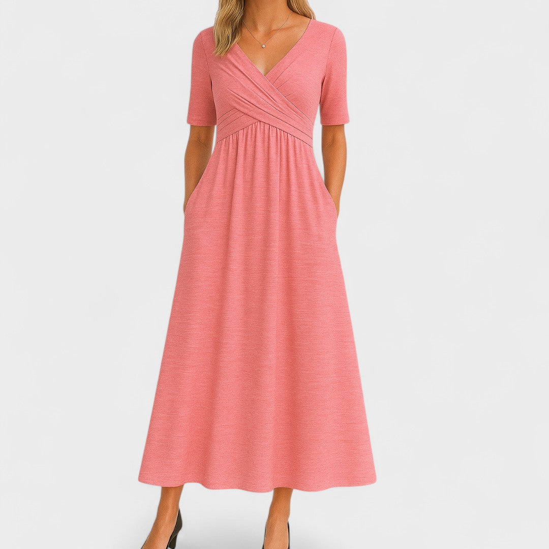 Cordelia Women's Pleated Wrap-Style Midi Dress product view