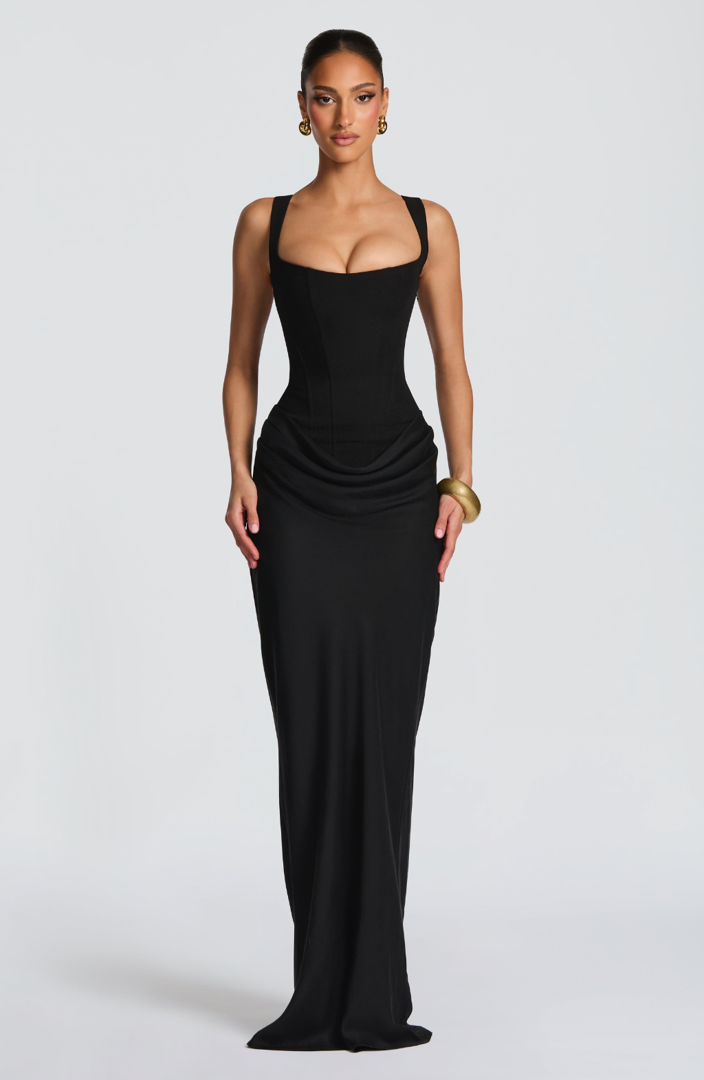 Valencia | Ruched Square Neck Maxi Dress