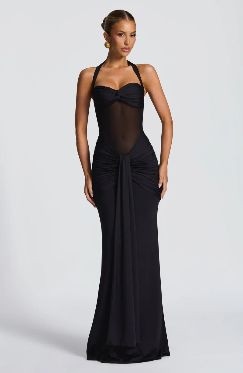 Catalina | Halter Ruched Maxi Dress