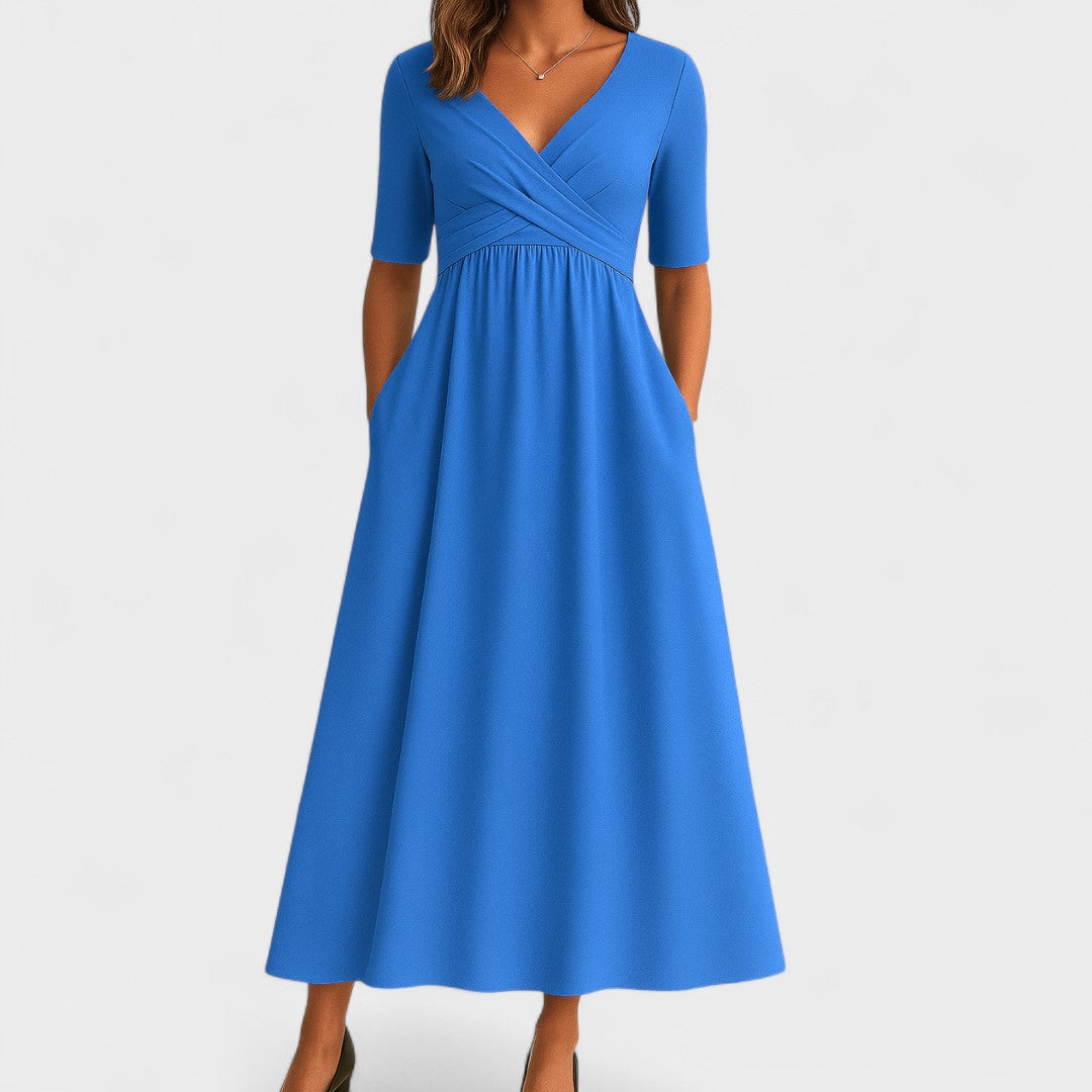 Cordelia Women's Pleated Wrap-Style Midi Dress product view