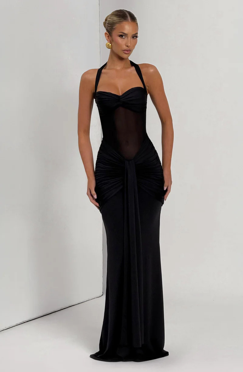 Catalina | Halter Ruched Maxi Dress