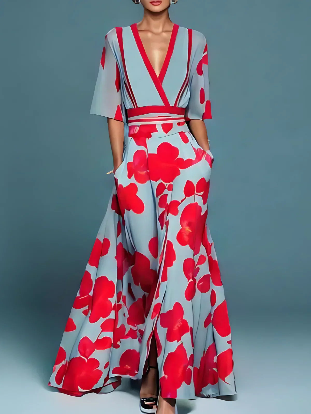 Eleanor | Women's Floral V-Neck Long Dress product photo 1