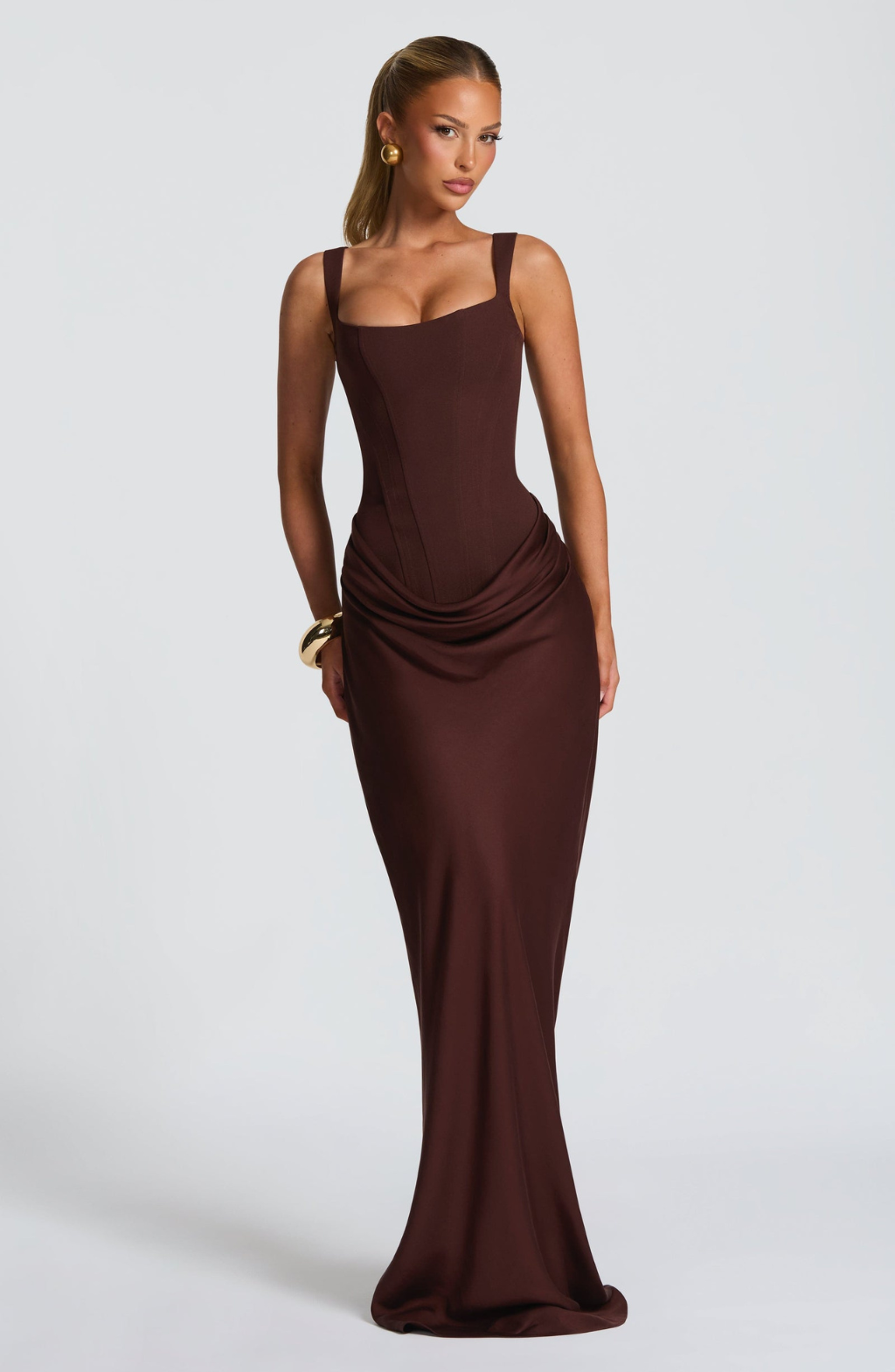 Valencia | Ruched Square Neck Maxi Dress
