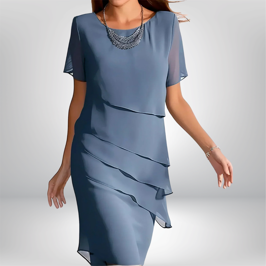 Maribel | Women's Timeless Short-Sleeve Layered Dress product view