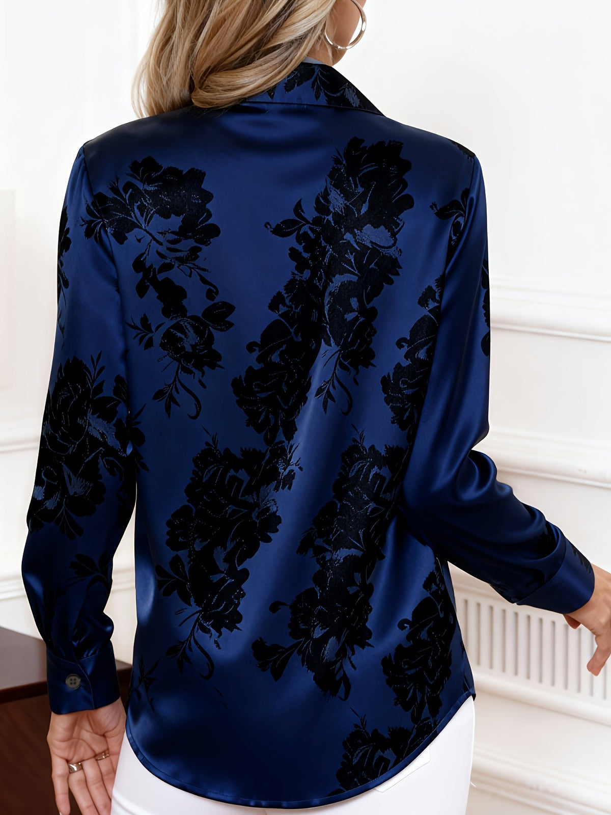 Claudia Women's Elegant Floral Button-Front Blouse original view