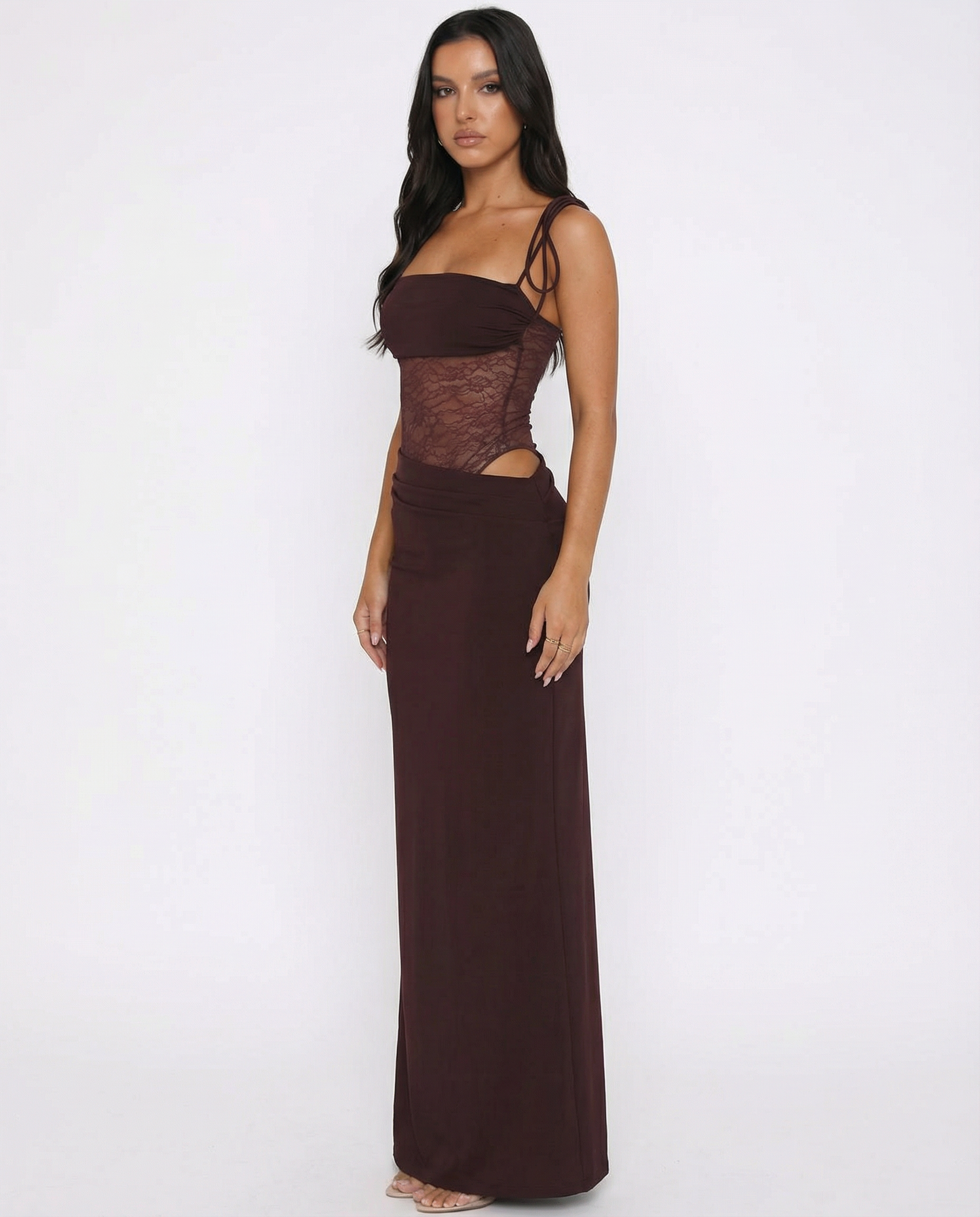 Selene | Lace Panel Maxi Dress