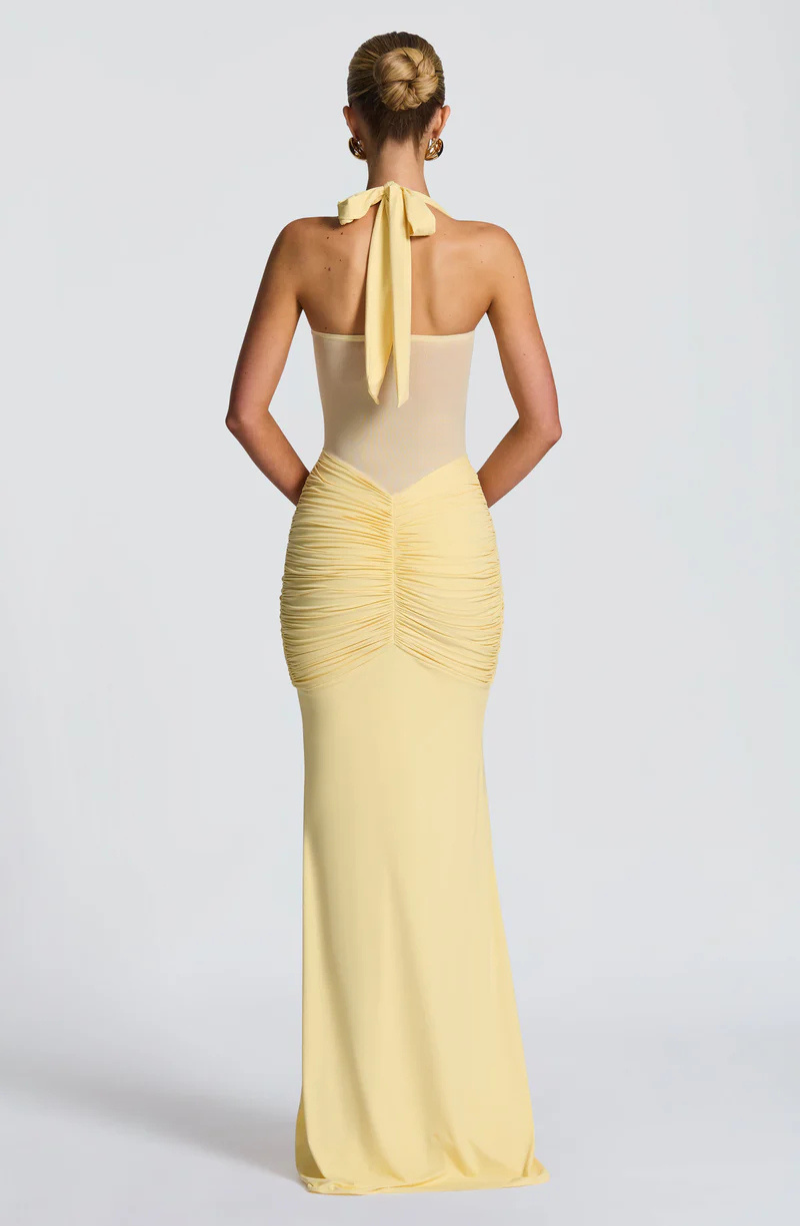 Catalina | Halter Ruched Maxi Dress
