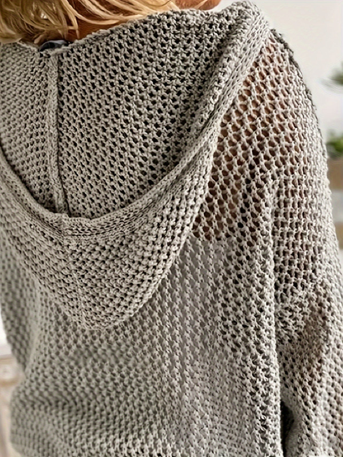 Valentina hooded sweater hood detail - Grey