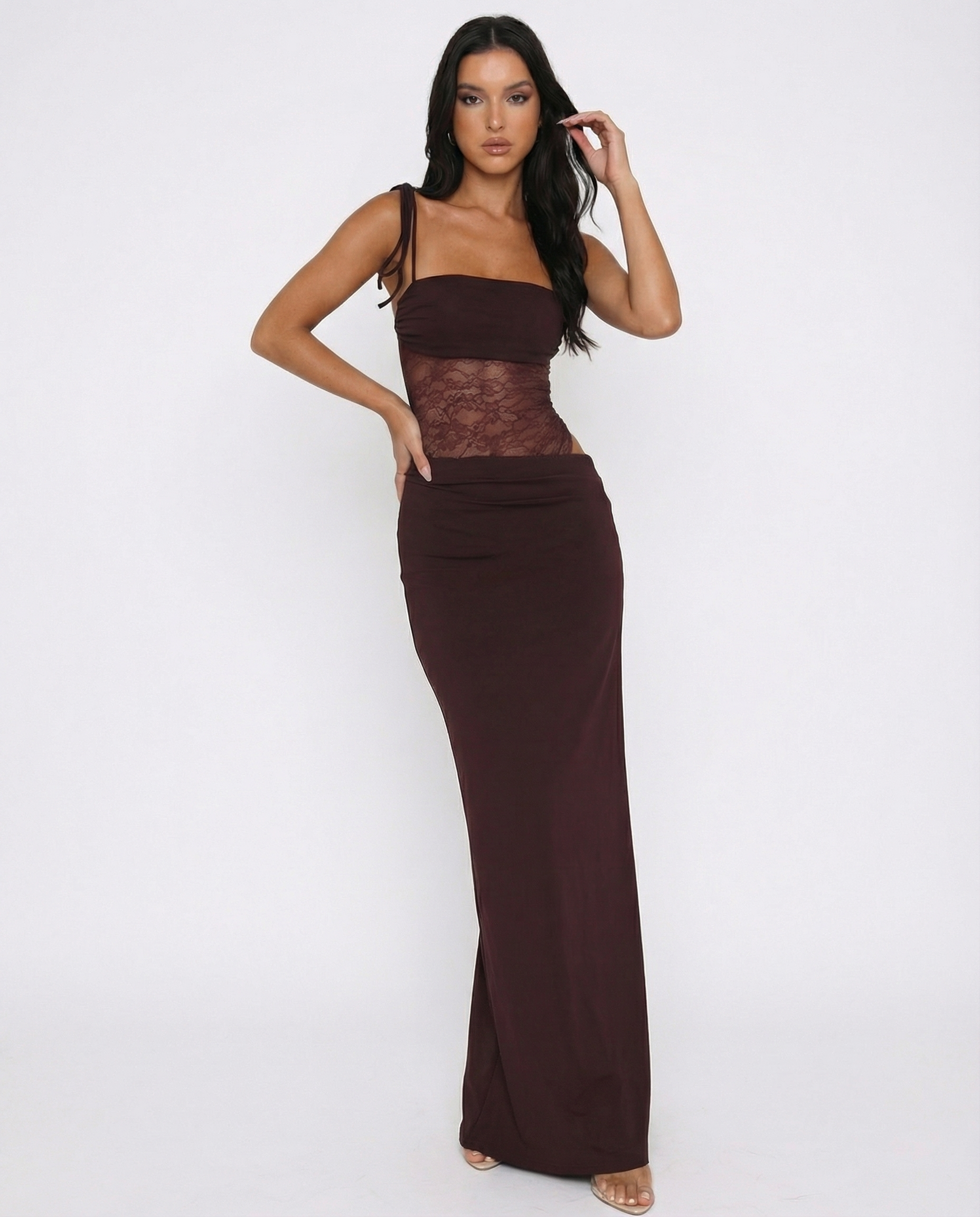 Selene | Lace Panel Maxi Dress