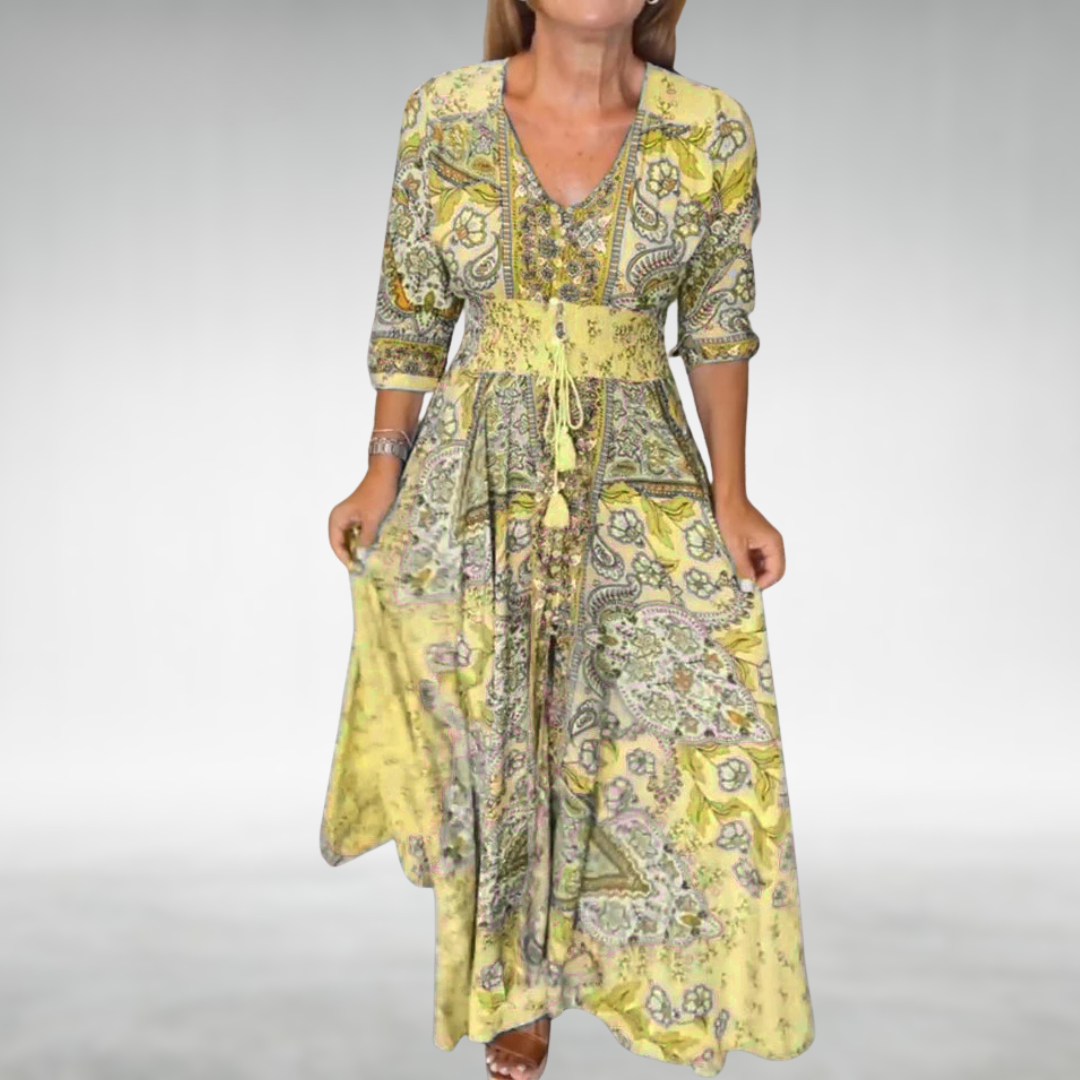 Women's Boho Flowy Draped Maxi Dress
