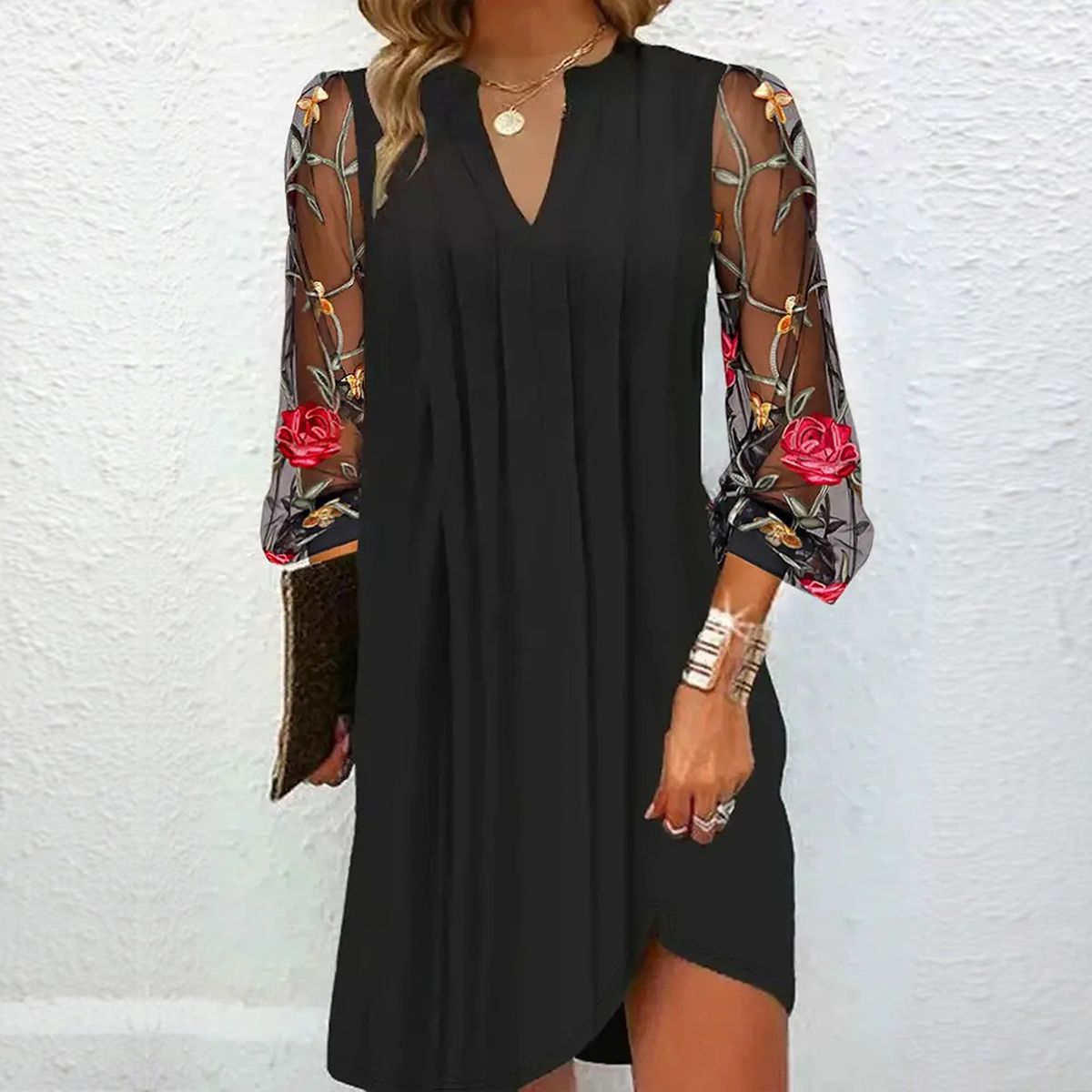 floral-sleeve dress photo
