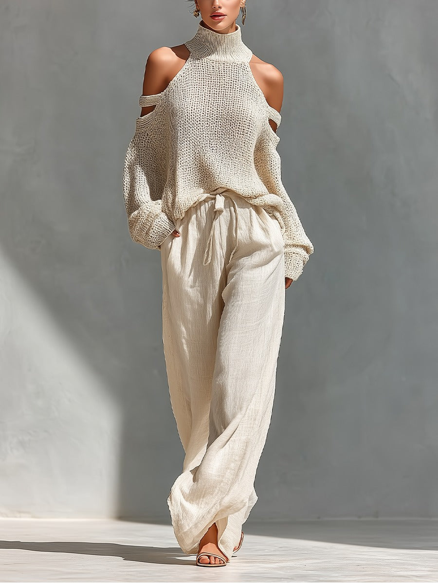 Octavia | Women's Cold-Shoulder Wide-Leg Two-Piece Set