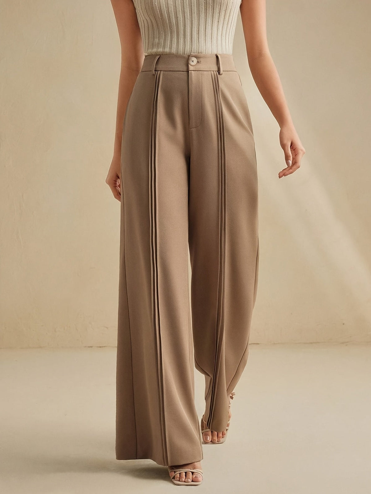 Antoinette pleated trousers - Brown full length