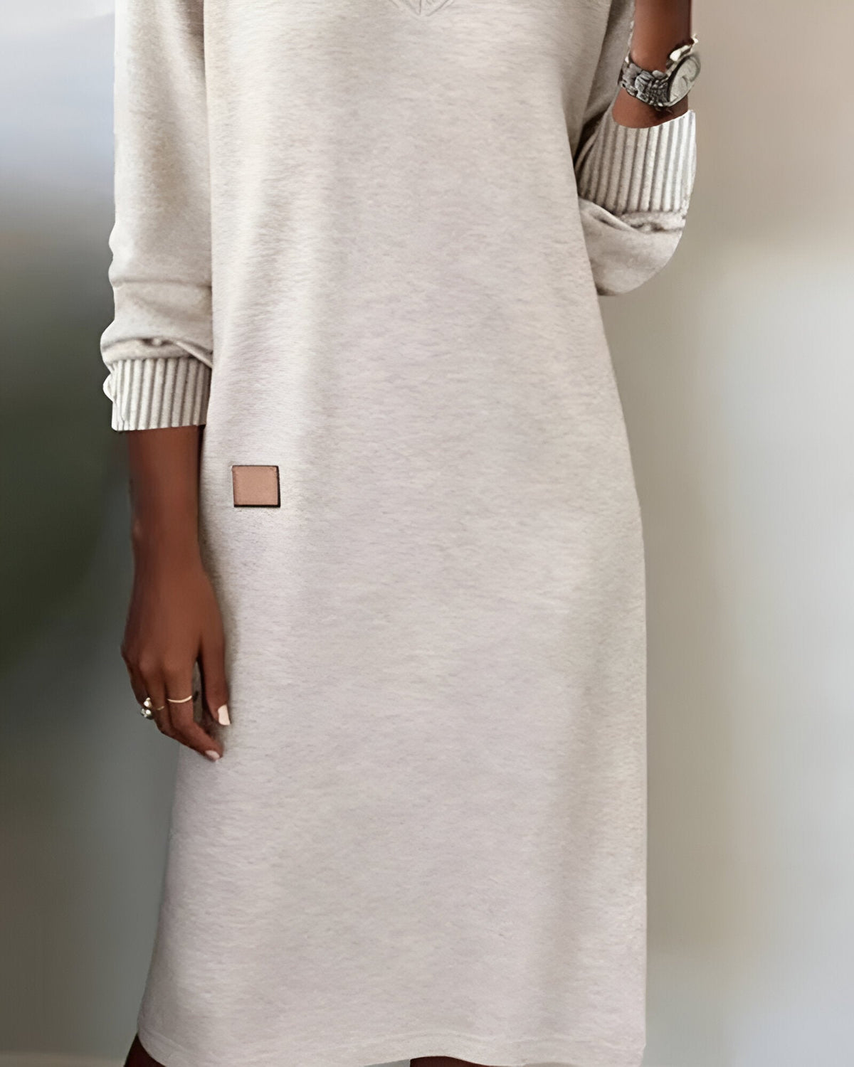 Georgia Women's Long-Sleeve V-Neck Draped Dress product view