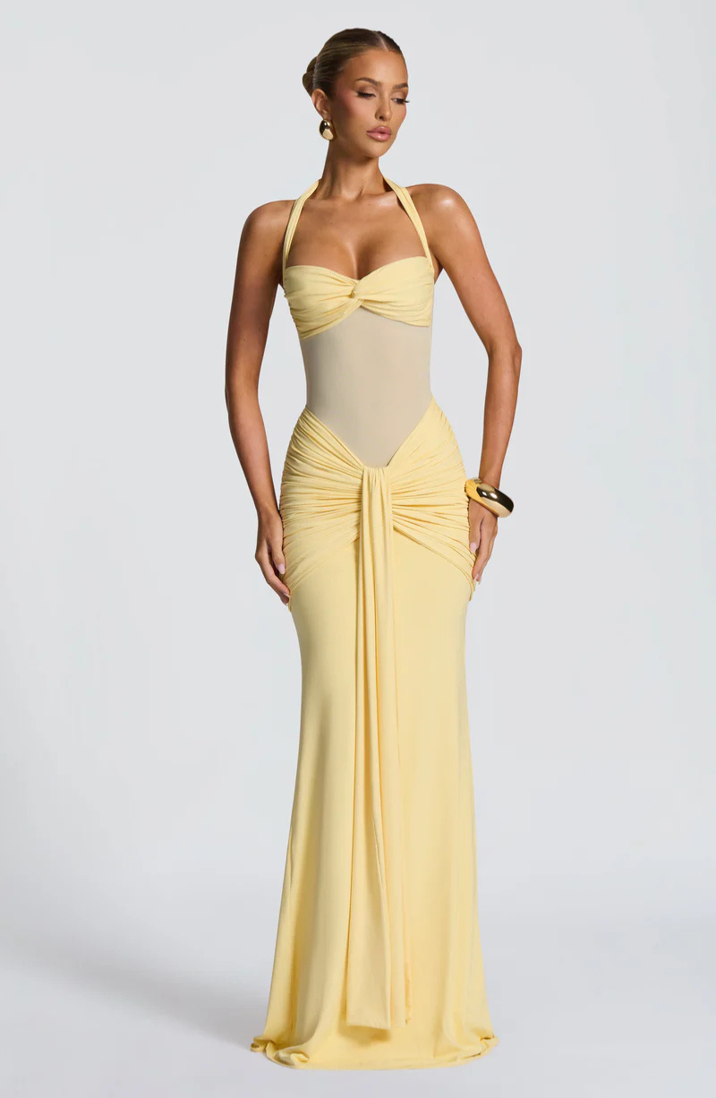 Catalina | Halter Ruched Maxi Dress