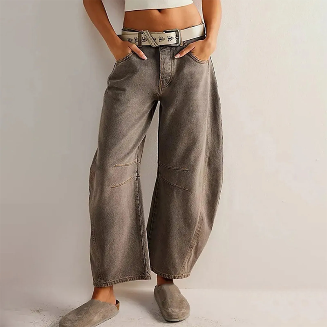 Women's High Waist Barrel Leg Jeans Relaxed Fit Denim