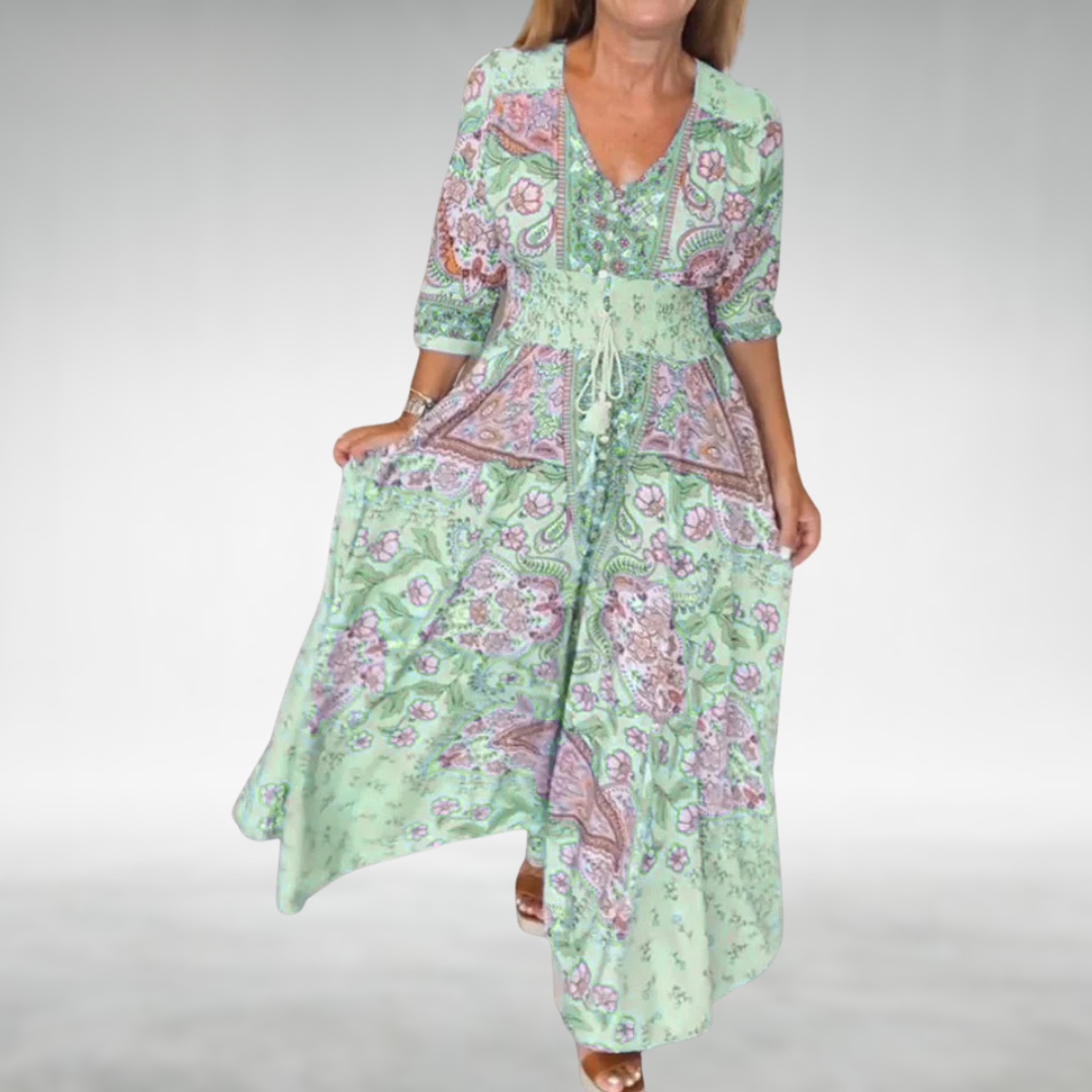 Women's Boho Flowy Draped Maxi Dress