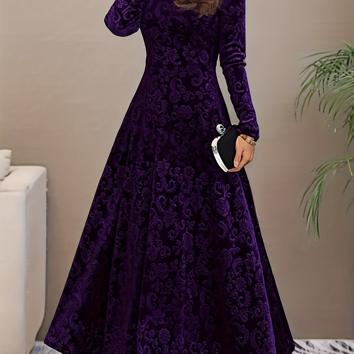 Vivienne | Women's Elegant Long-Sleeve Midi Dress product view