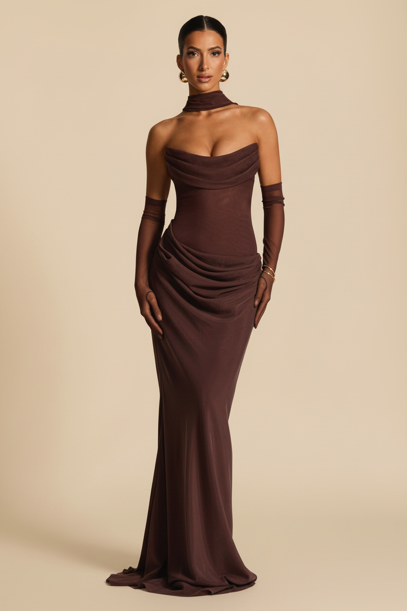 Seraphina | Sheer Ruched Maxi Dress