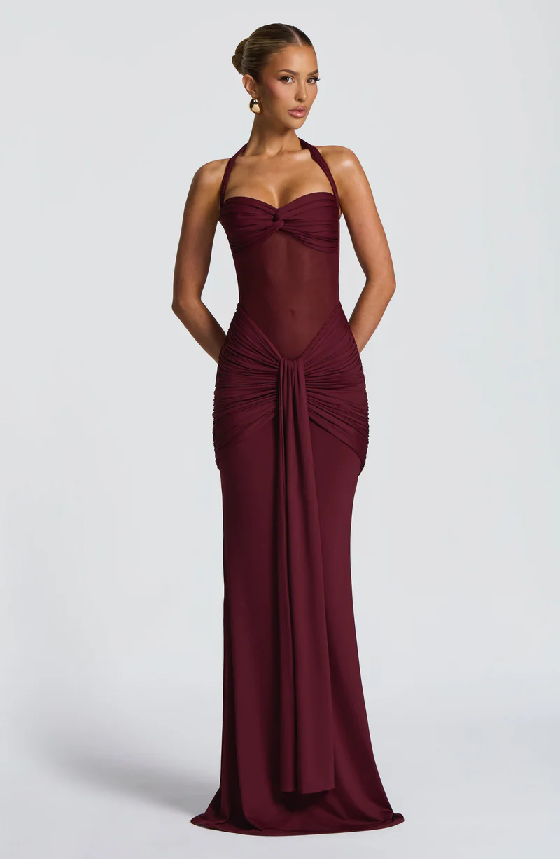 Catalina | Halter Ruched Maxi Dress