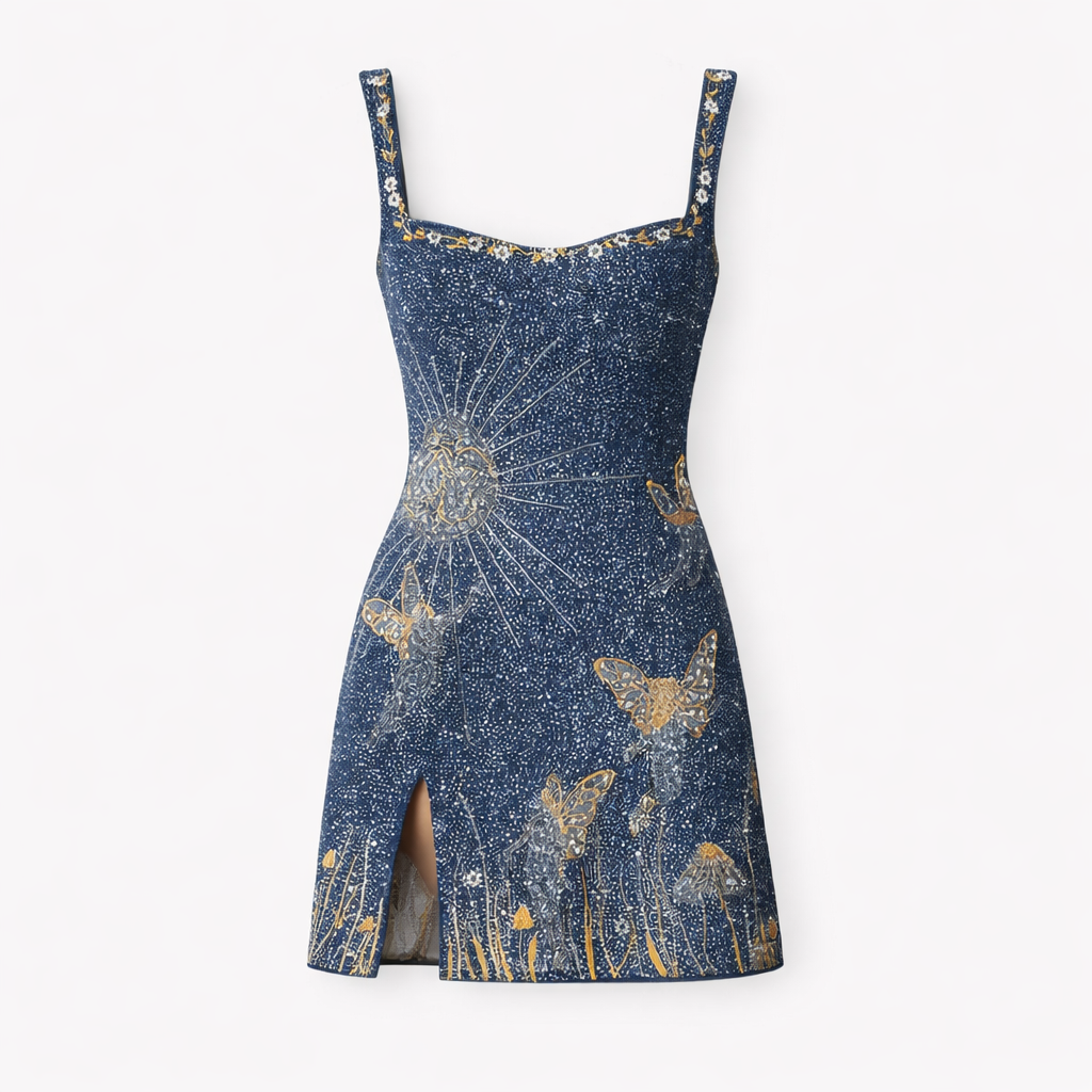 Shimara | Shimmer Slit Sleeveless Fitted Mini Dress