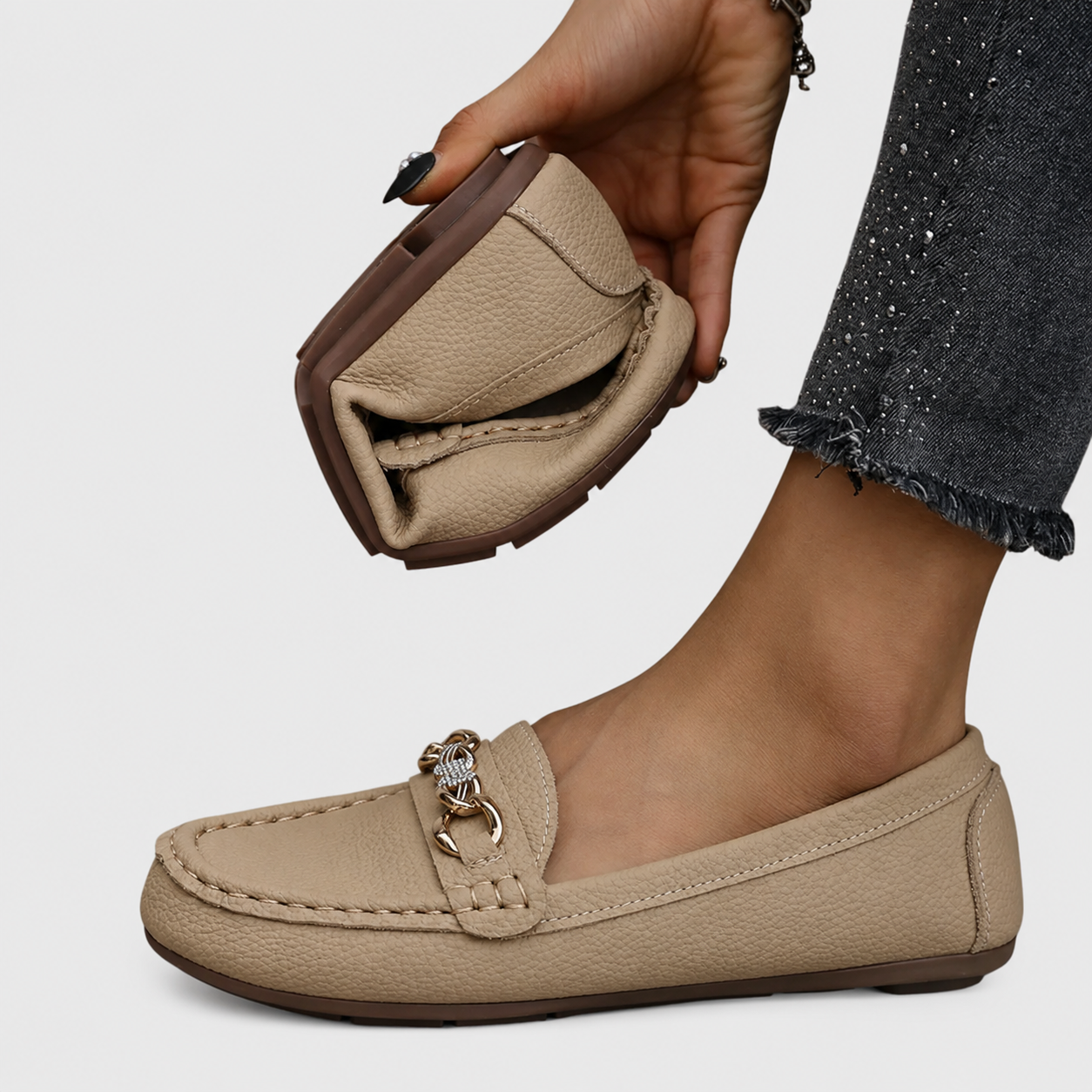 Women's Slip On Chain Detail Loafer Flat