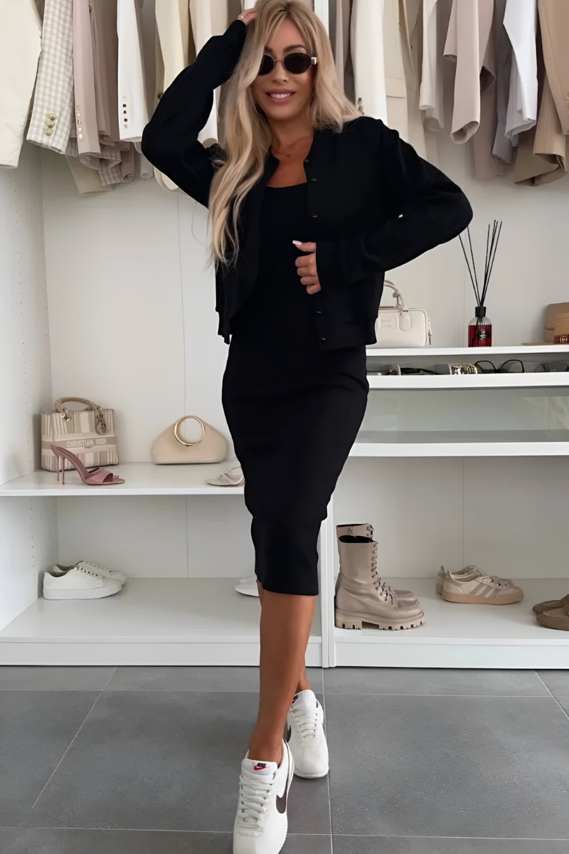 Women's Coordinated Midi Dress and Cardigan Set