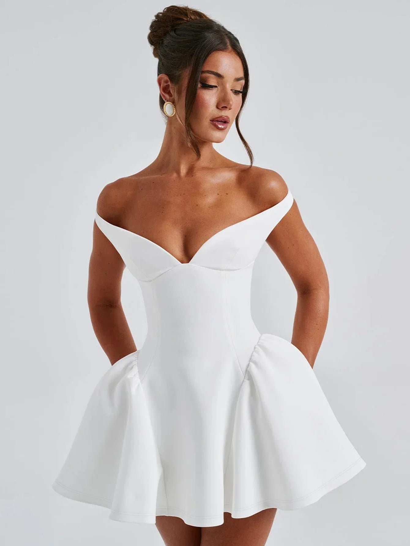 Sylvara | Off Shoulder Backless A-Line Mini Dress