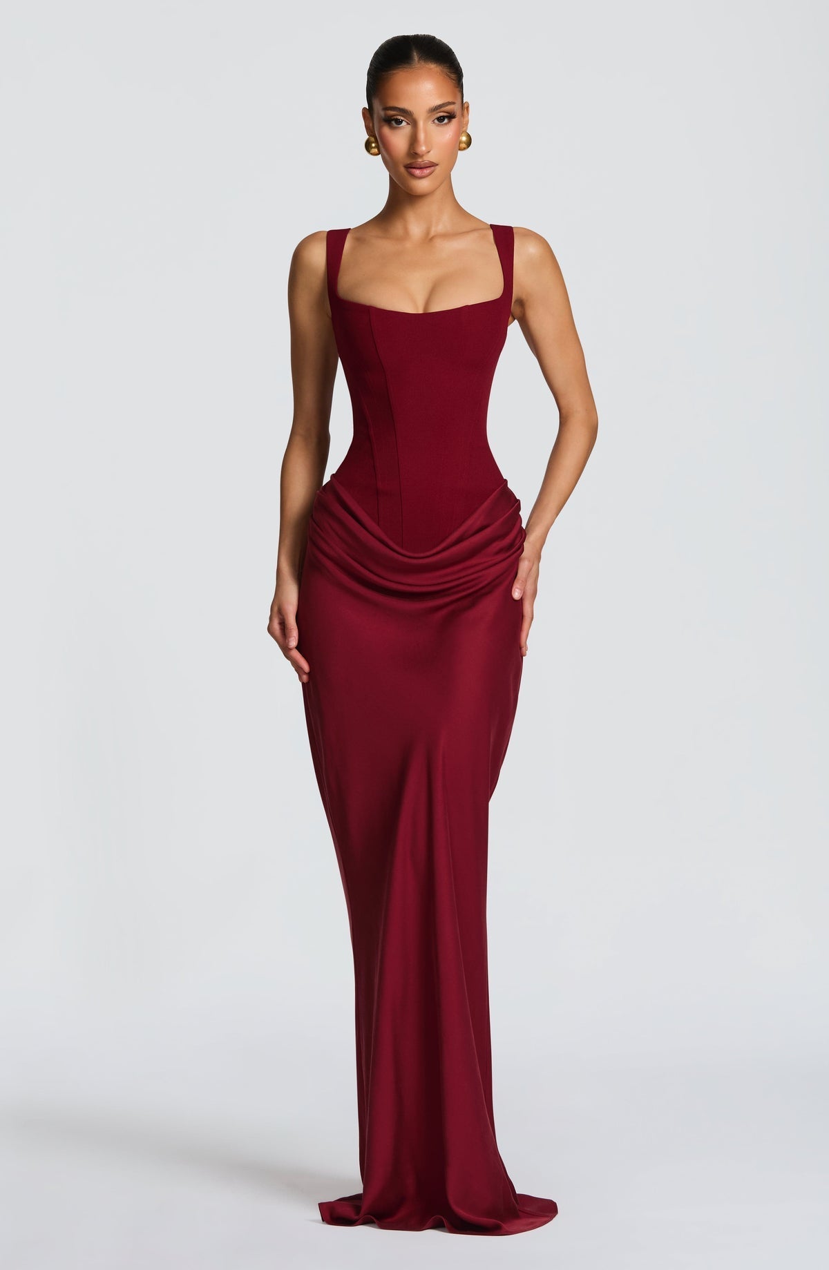 Valencia | Ruched Square Neck Maxi Dress