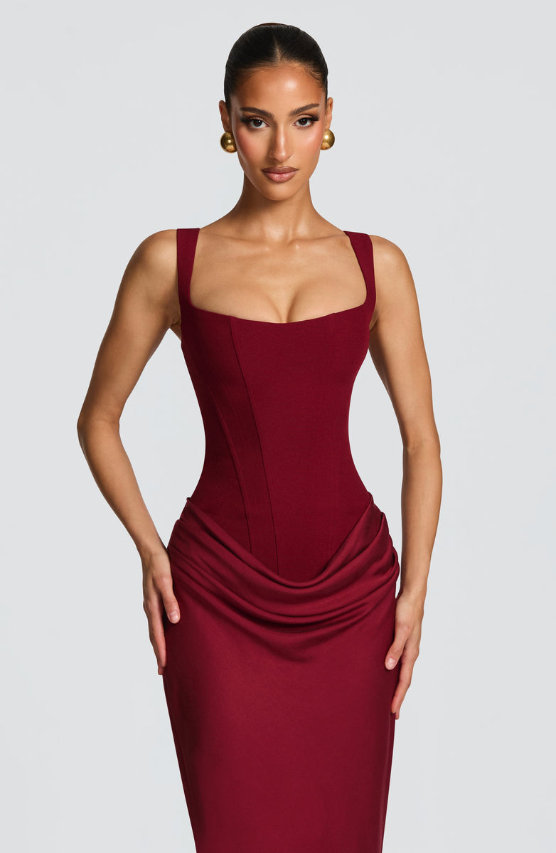 Valencia | Ruched Square Neck Maxi Dress
