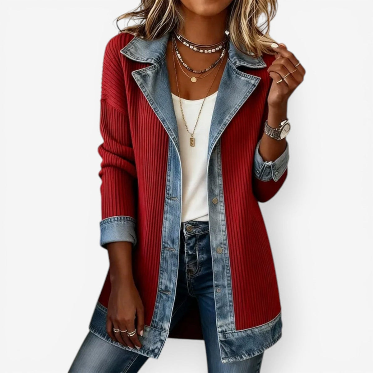 Josephine | Women's Textured Layered-Collar Button Jacket product photo