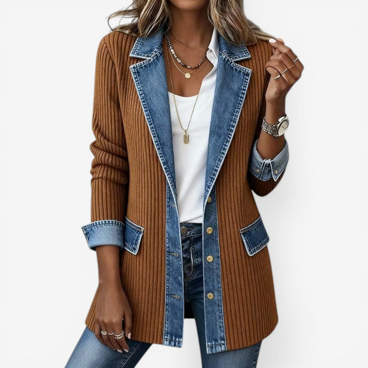 Josephine | Women's Textured Layered-Collar Button Jacket product photo