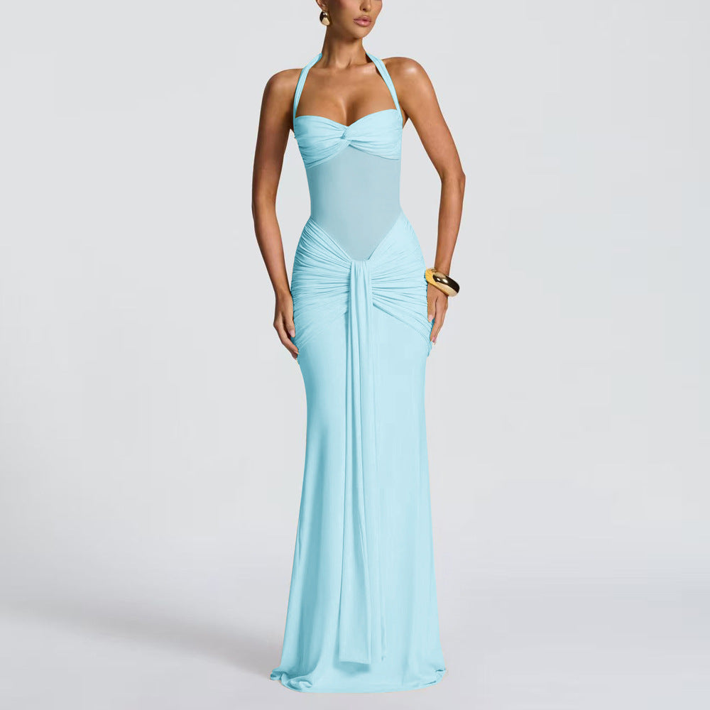 Catalina | Halter Ruched Maxi Dress