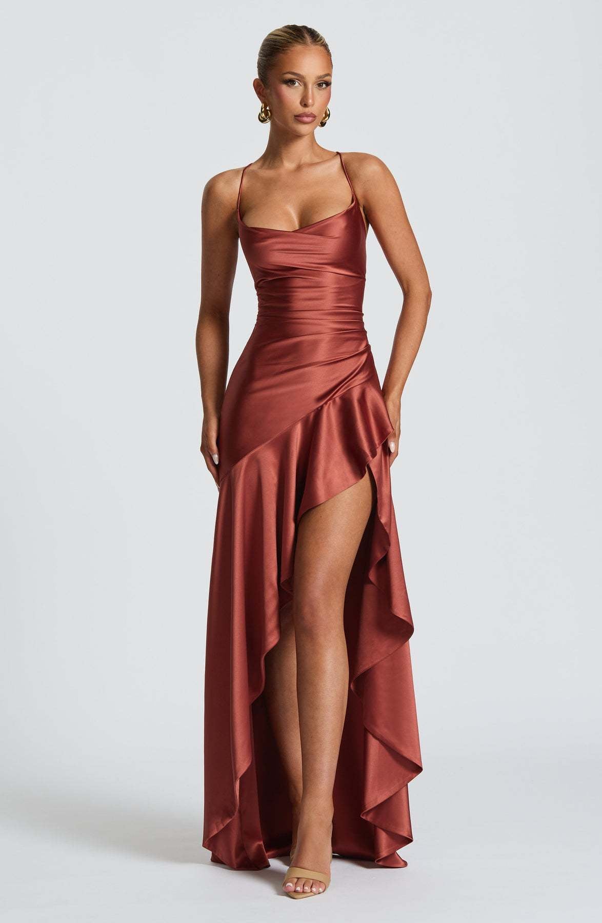 Elara | Asymmetrical Ruffle Maxi Dress