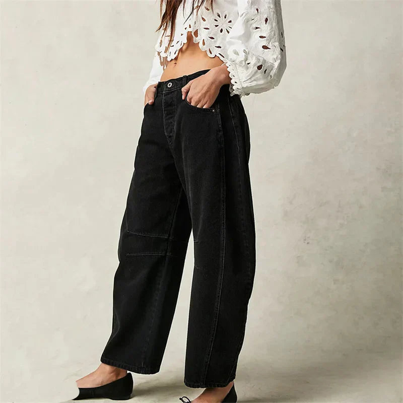 Women's High Waist Barrel Leg Jeans Relaxed Fit Denim