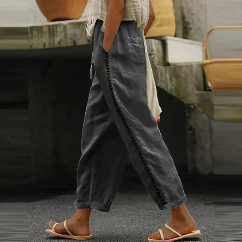 Women's Pants High Waist Tapered Leg Side Stripe