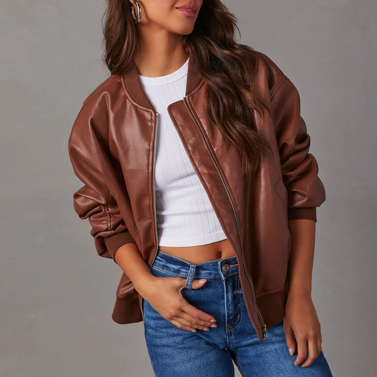 Florentina bomber jacket - Brown pocket detail