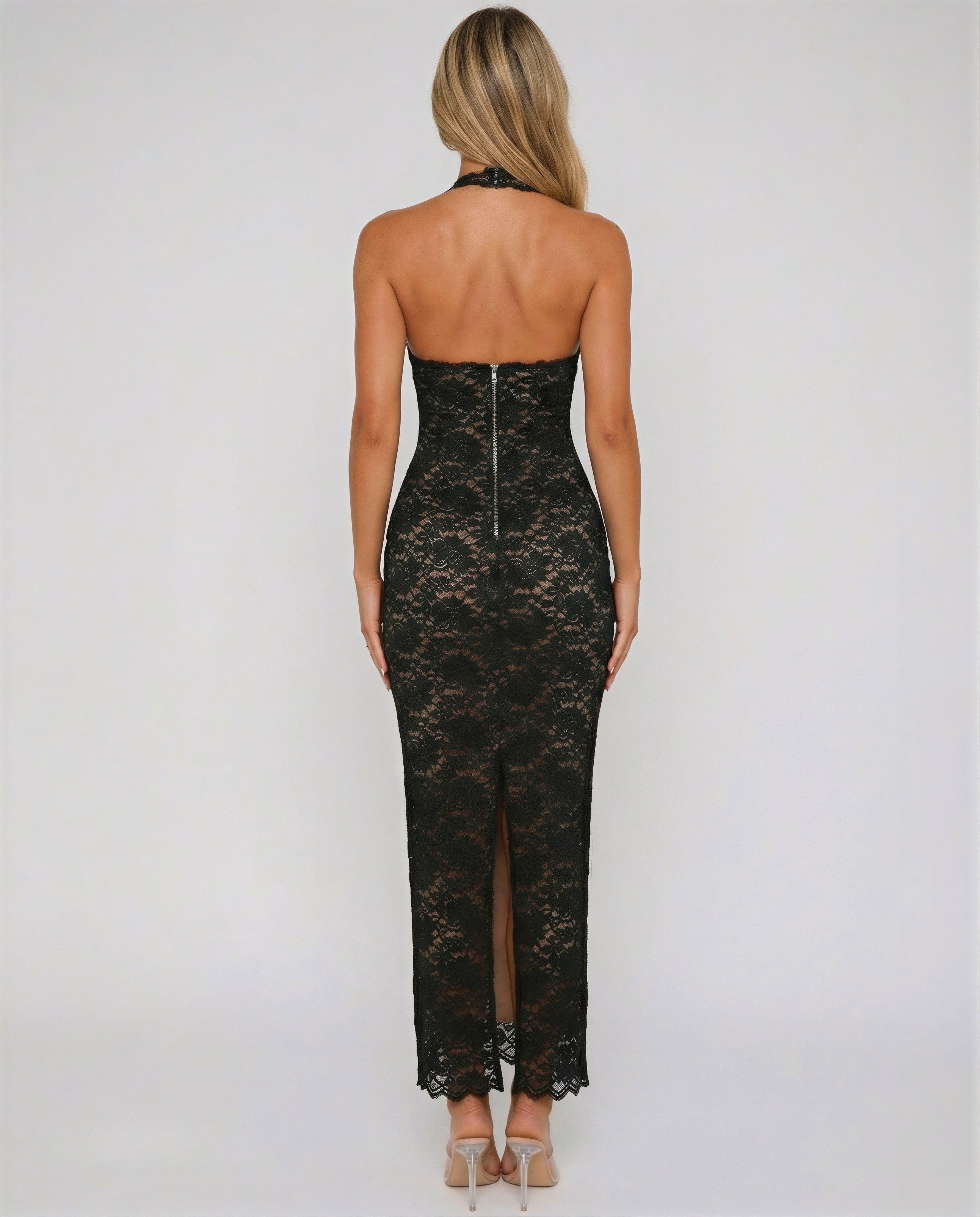 Isabella | Lace Halter Midi Dress