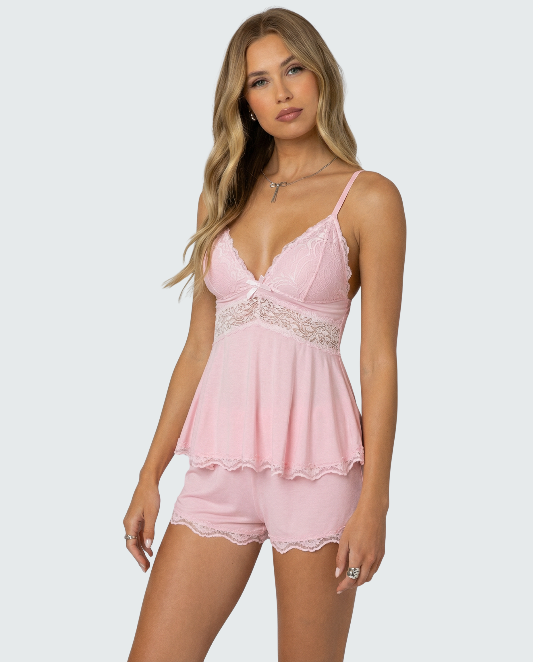 Amara | Lace Trim Pajama Set