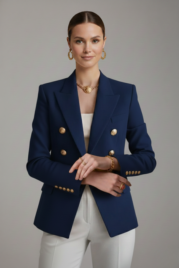 Linda | Women's Fitted Double-Breasted Blazer with Notched Lapels and Button Front