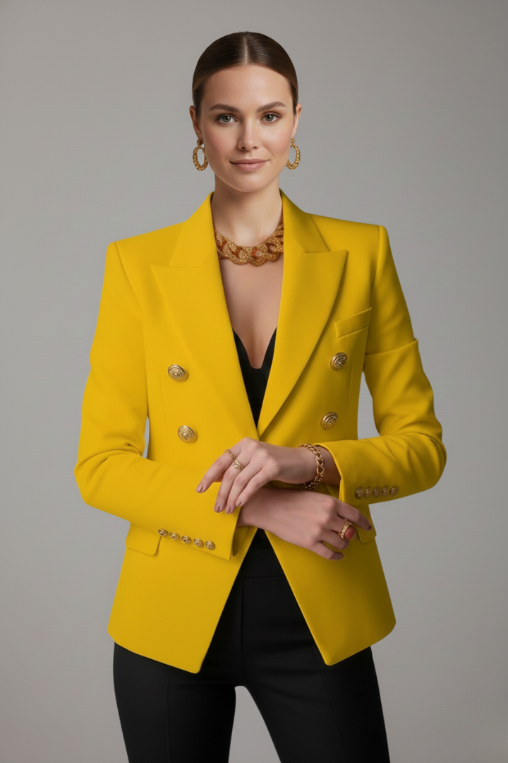 Linda | Women's Fitted Double-Breasted Blazer with Notched Lapels and Button Front