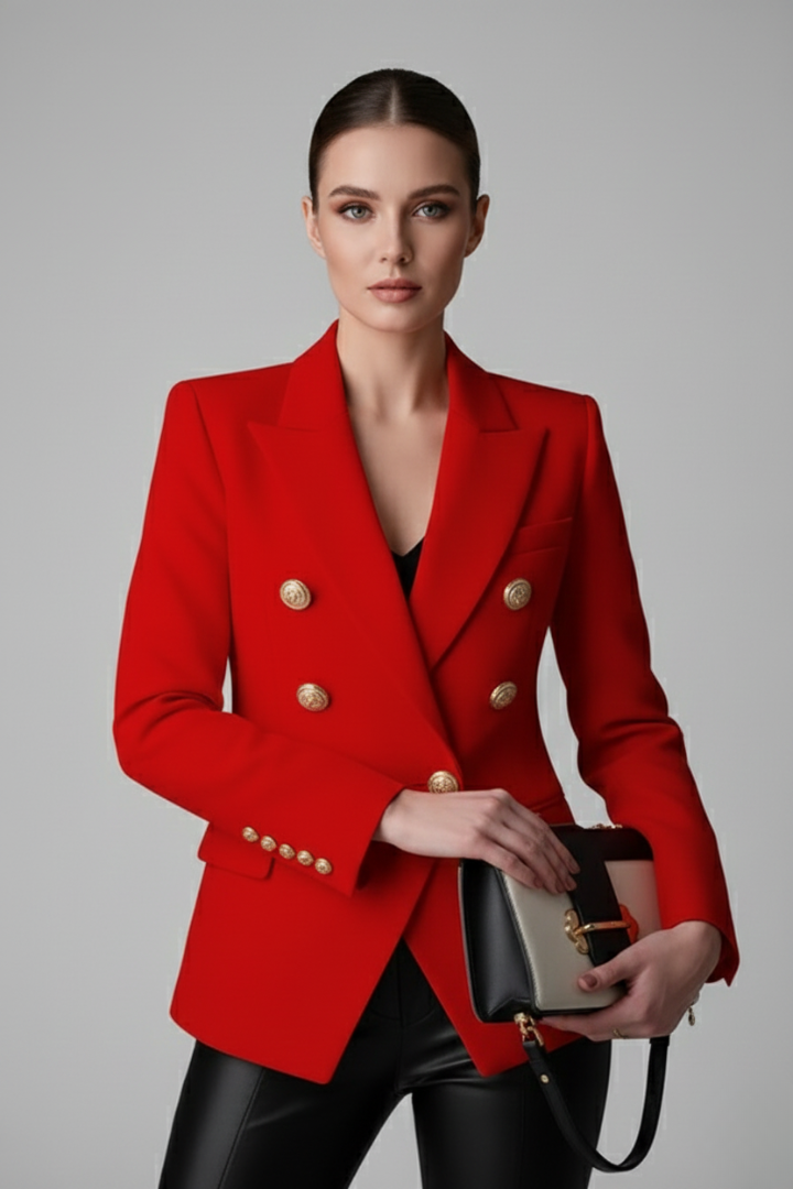 Linda | Women's Fitted Double-Breasted Blazer with Notched Lapels and Button Front