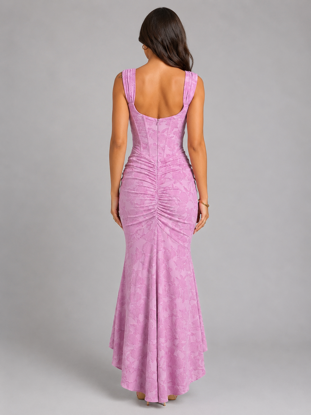 Juliana floral corset maxi dress - Pink back view