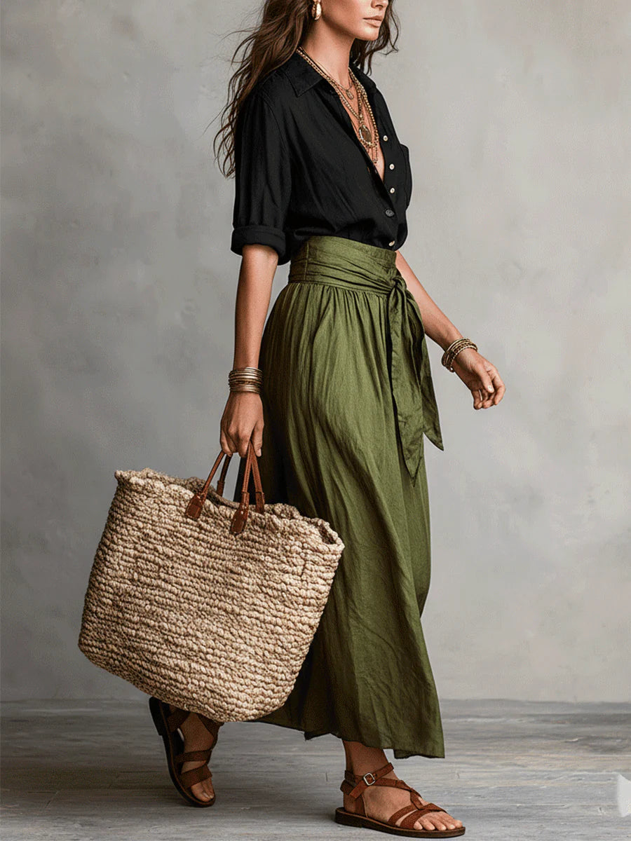 Beatrice | Women's Relaxed Shirt and Midi Skirt Set product view