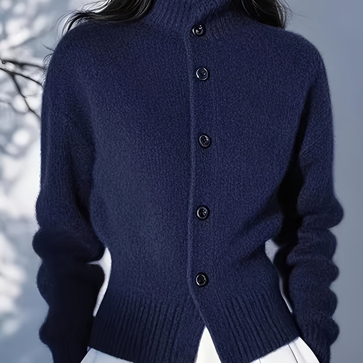 Theodora | Women's High-Neck Button-Front Cardigan