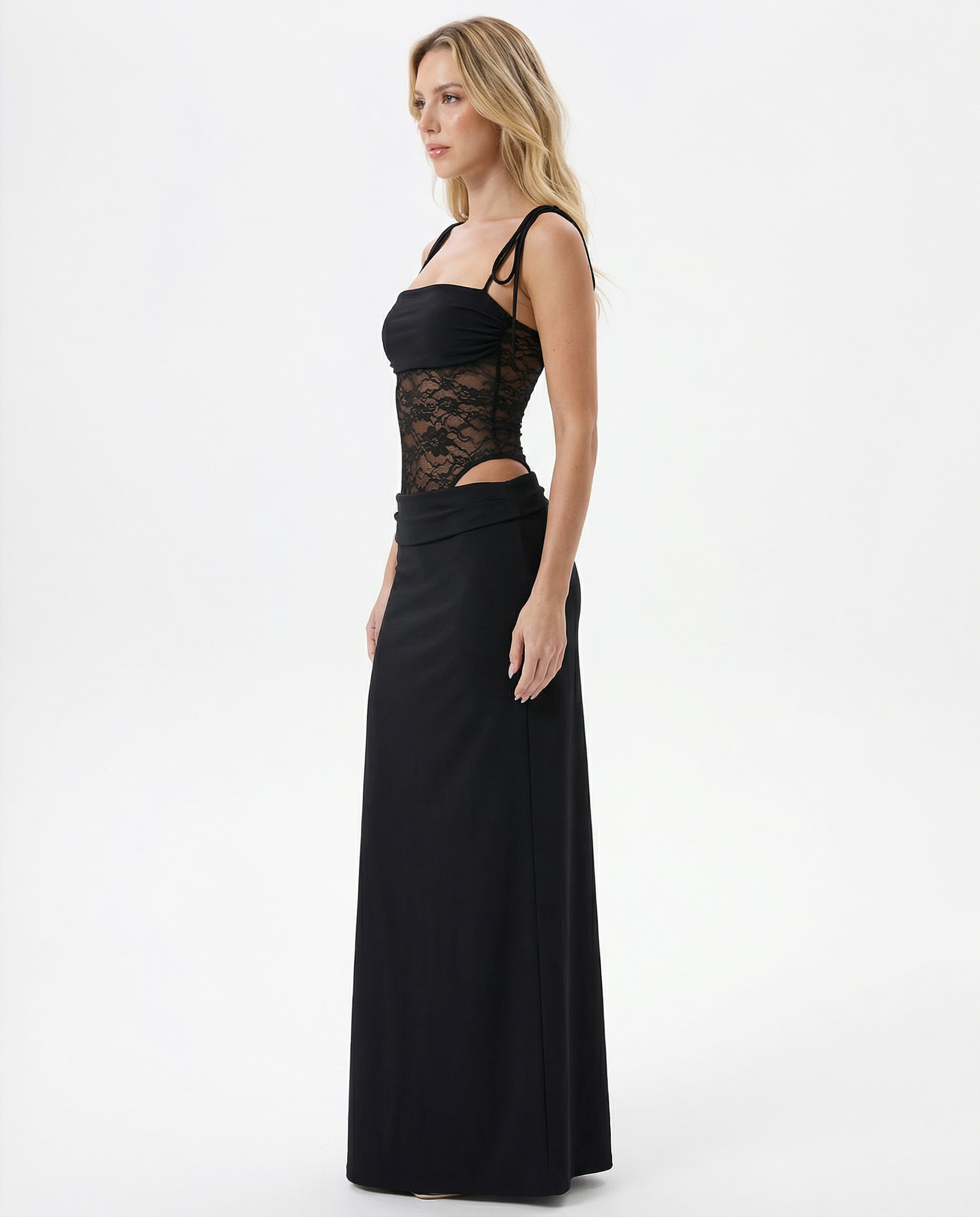Selene | Lace Panel Maxi Dress